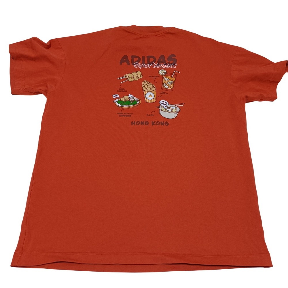 Adidas Mens S Orange Hong Kong Street Food Graphic T Shirt 100% Cotton Tourist